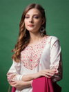 White Colour Rayon With Embroidery Work Kurti With Pant Dupatta Aaradhna 1152 Exporters In India